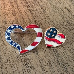 Patriotic Heart Brooch/Pins